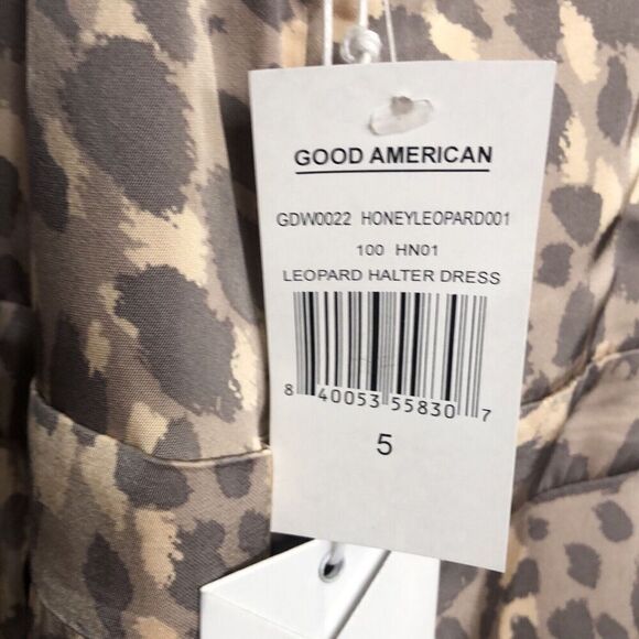 NWT GOOD AMERICAN Honey Leopard Halter Wrap Dress GDW0022 Size 5 XL - Picture 8 of 10